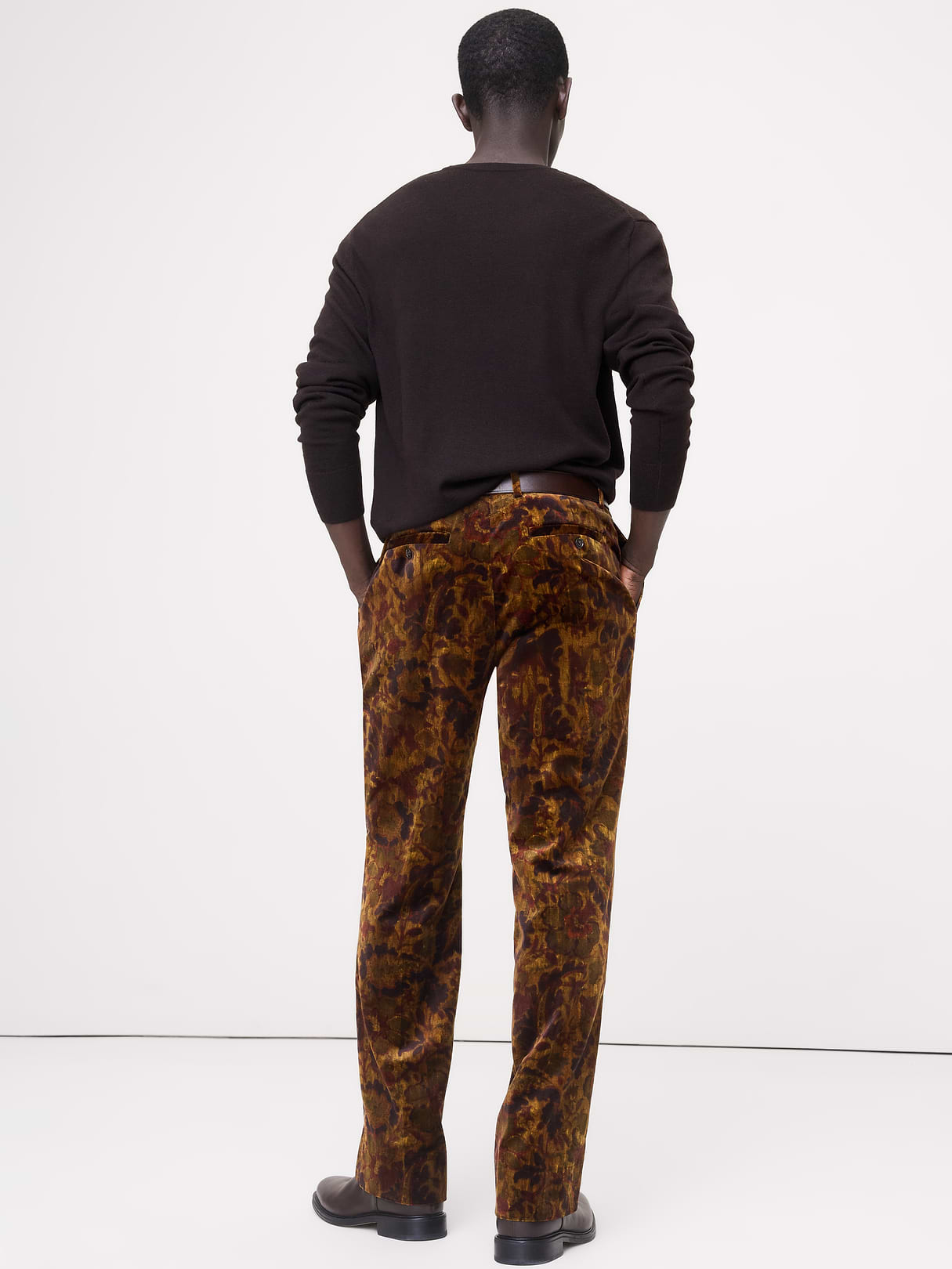 Straight Velvet Pant - Gold Tapestry Print