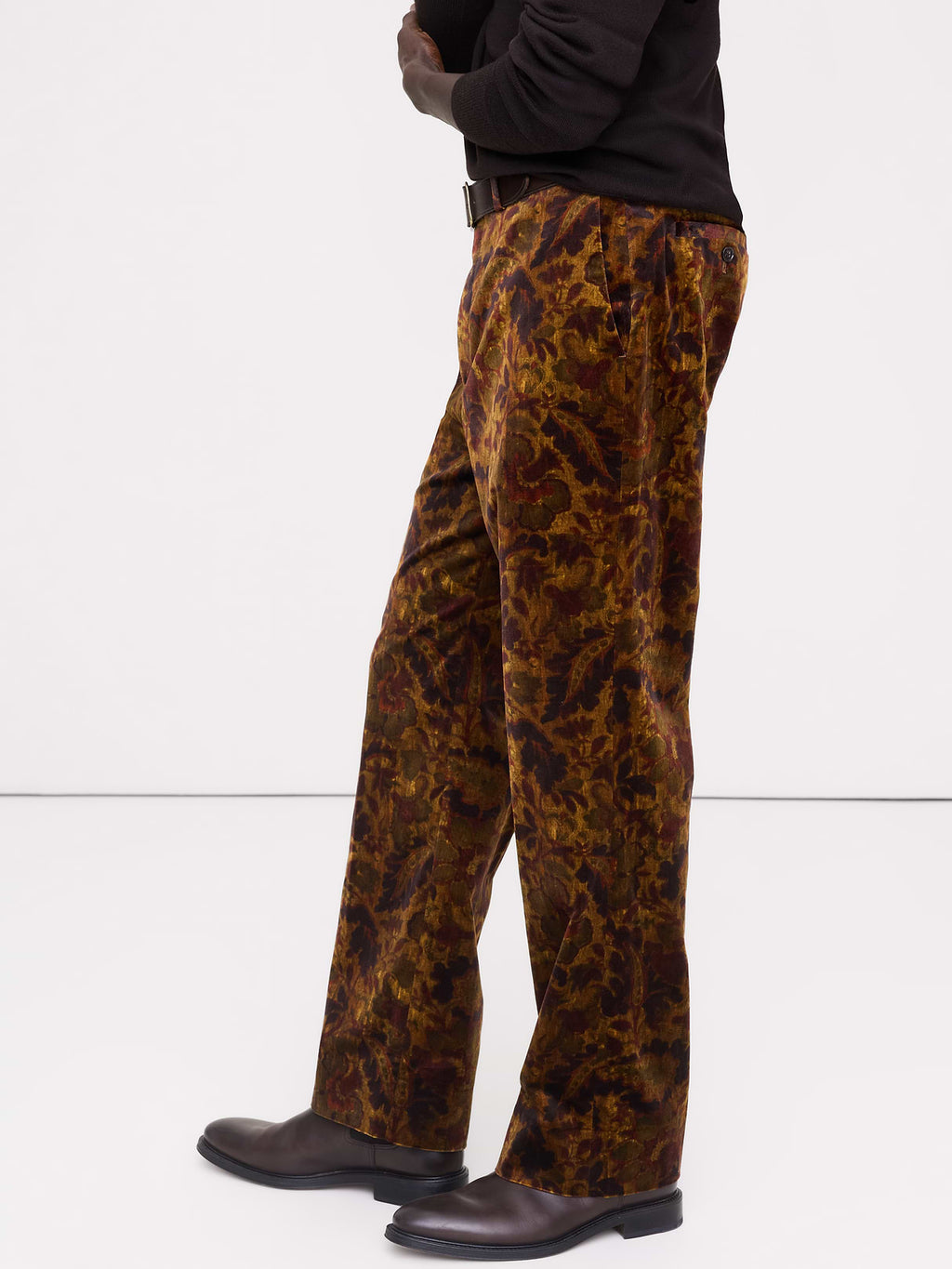 Straight Velvet Pant - Gold Tapestry Print