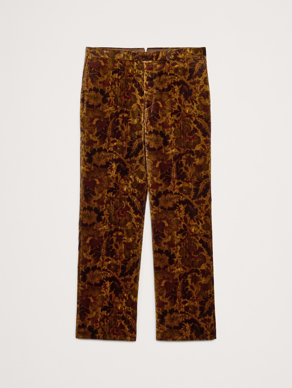 Straight Velvet Pant - Gold Tapestry Print