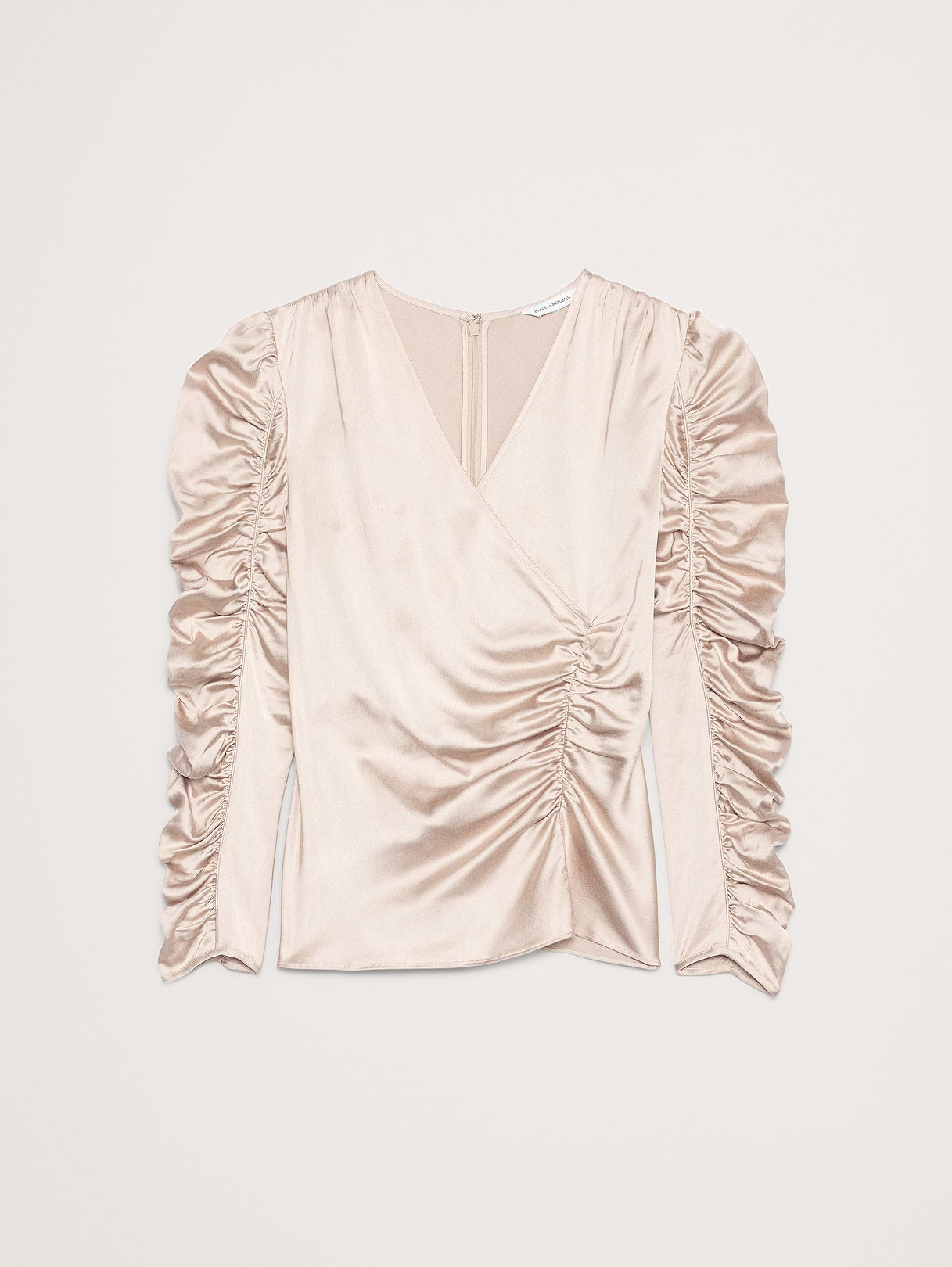 Stretch-Satin Ruched Top - Light Champagne