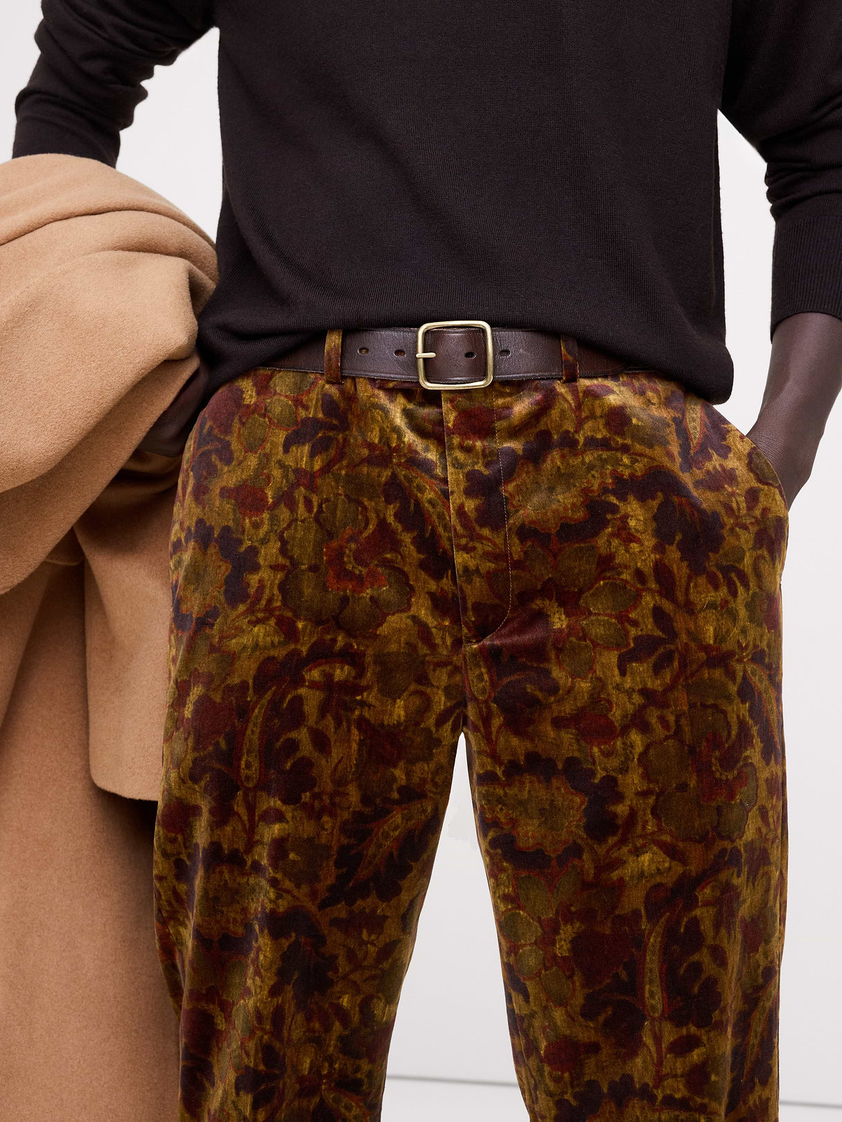 Straight Velvet Pant - Gold Tapestry Print