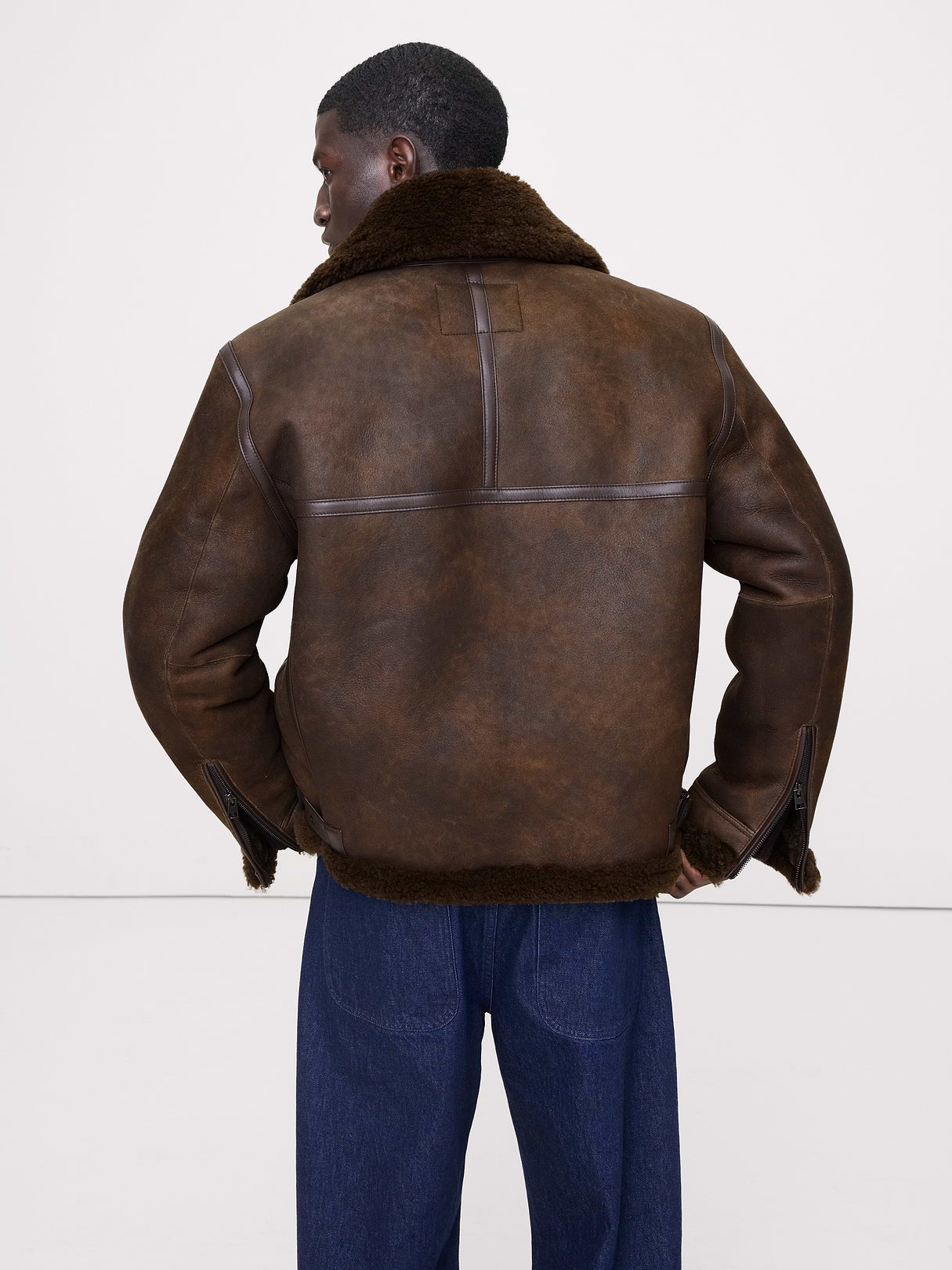 Shearling Aviator Jacket - Dark Brown