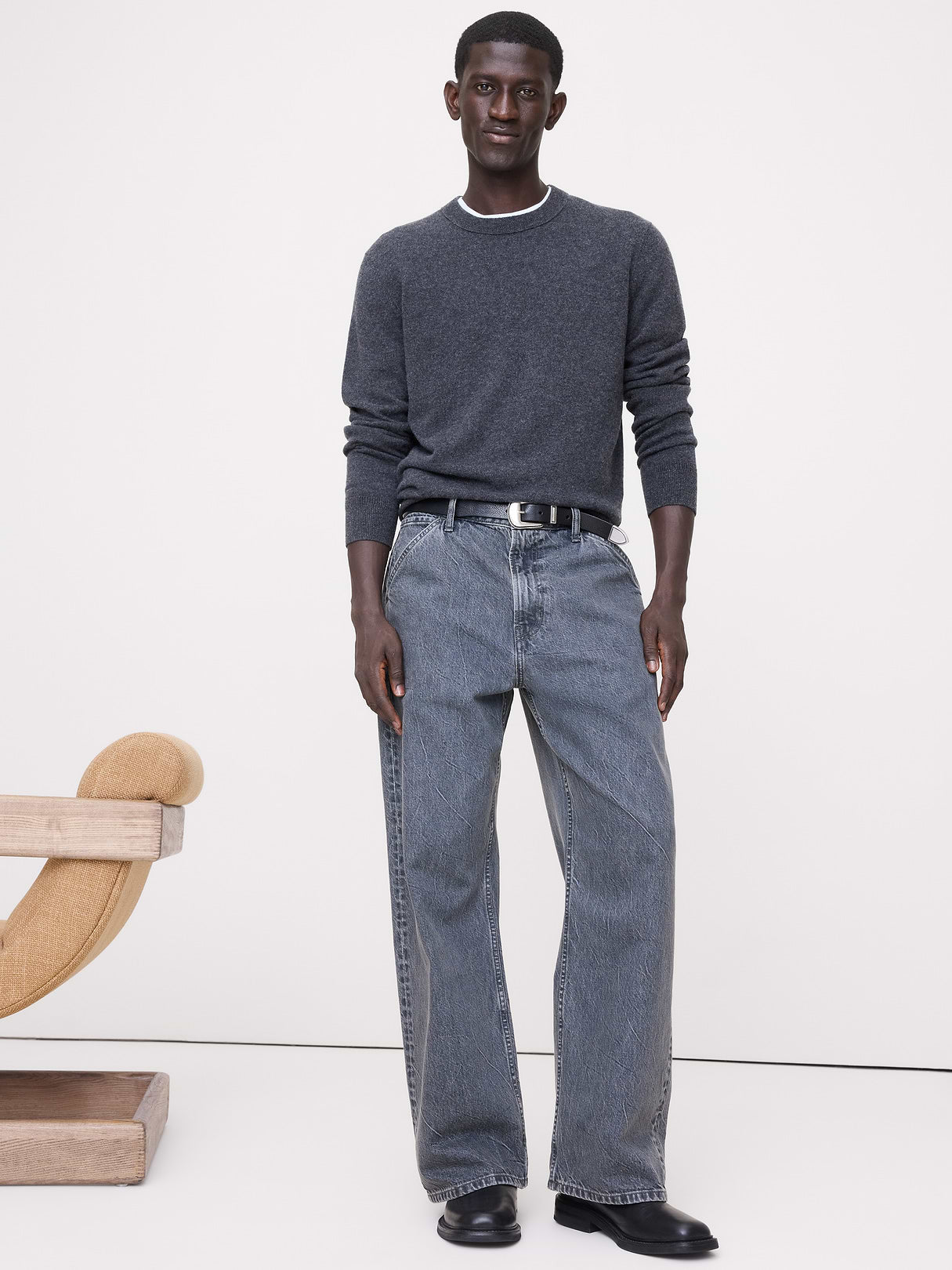 Cashmere Crew-Neck Sweater - Charcoal Gray