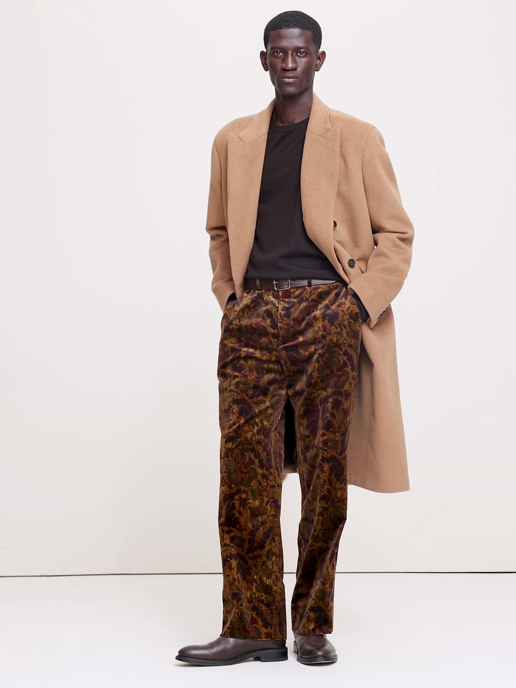 Straight Velvet Pant - Gold Tapestry Print