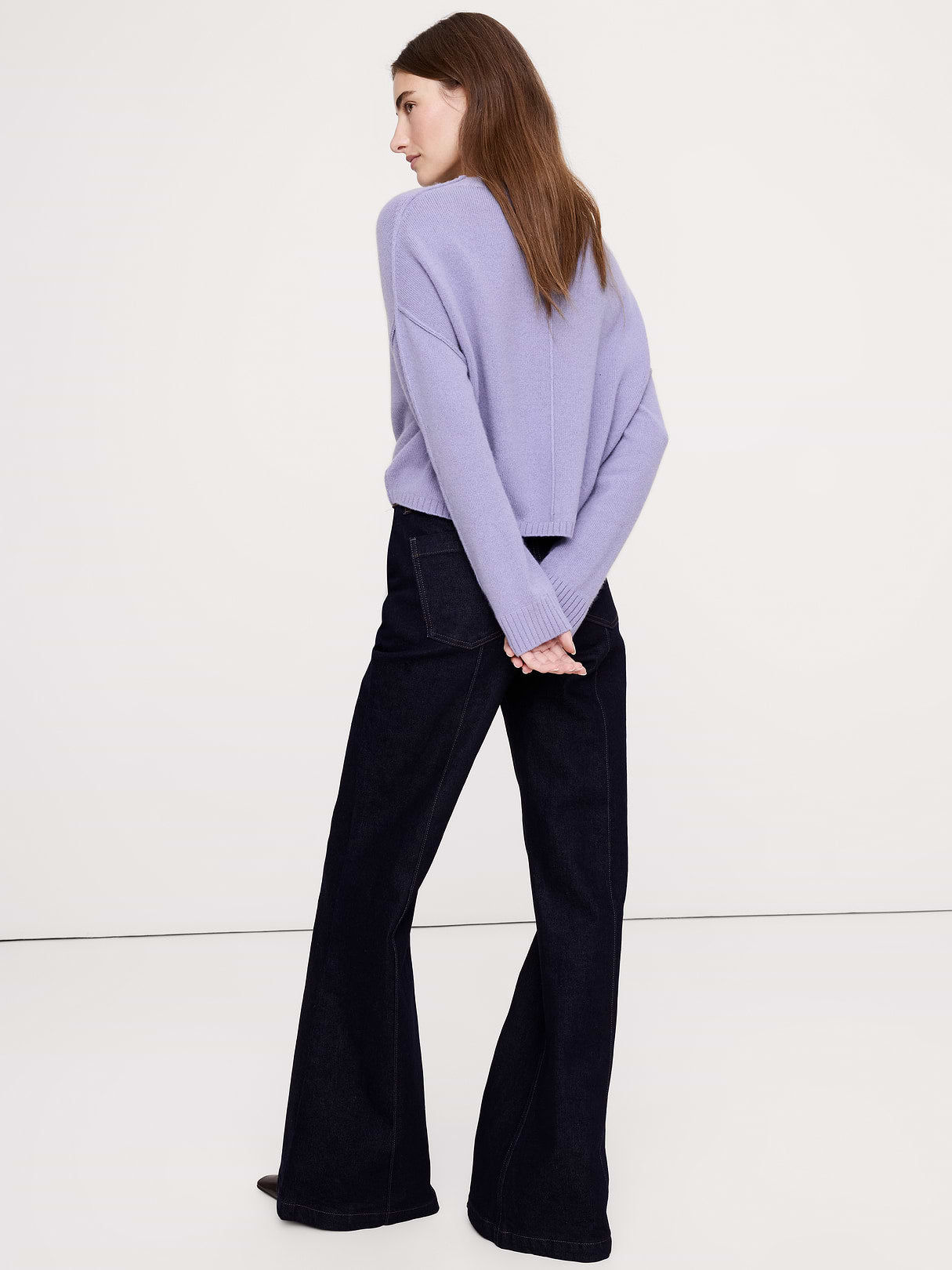 Merino-Cotton Cropped Sweater - Vapor Blue