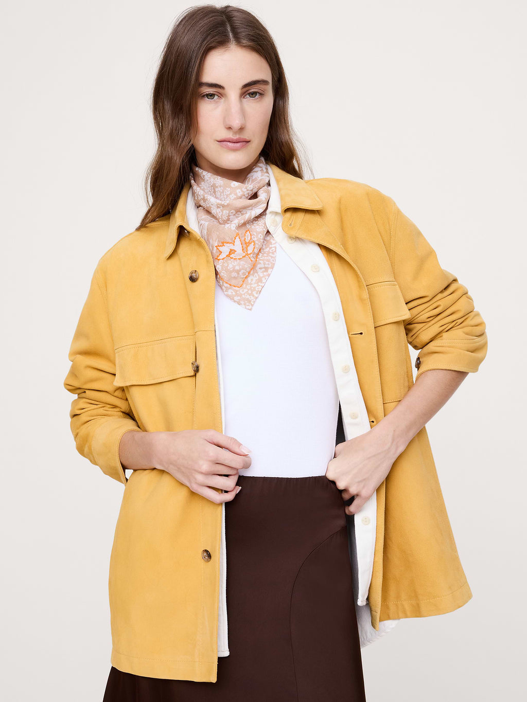 Embroidered Cotton Scarf by Vismaya - Light Brown