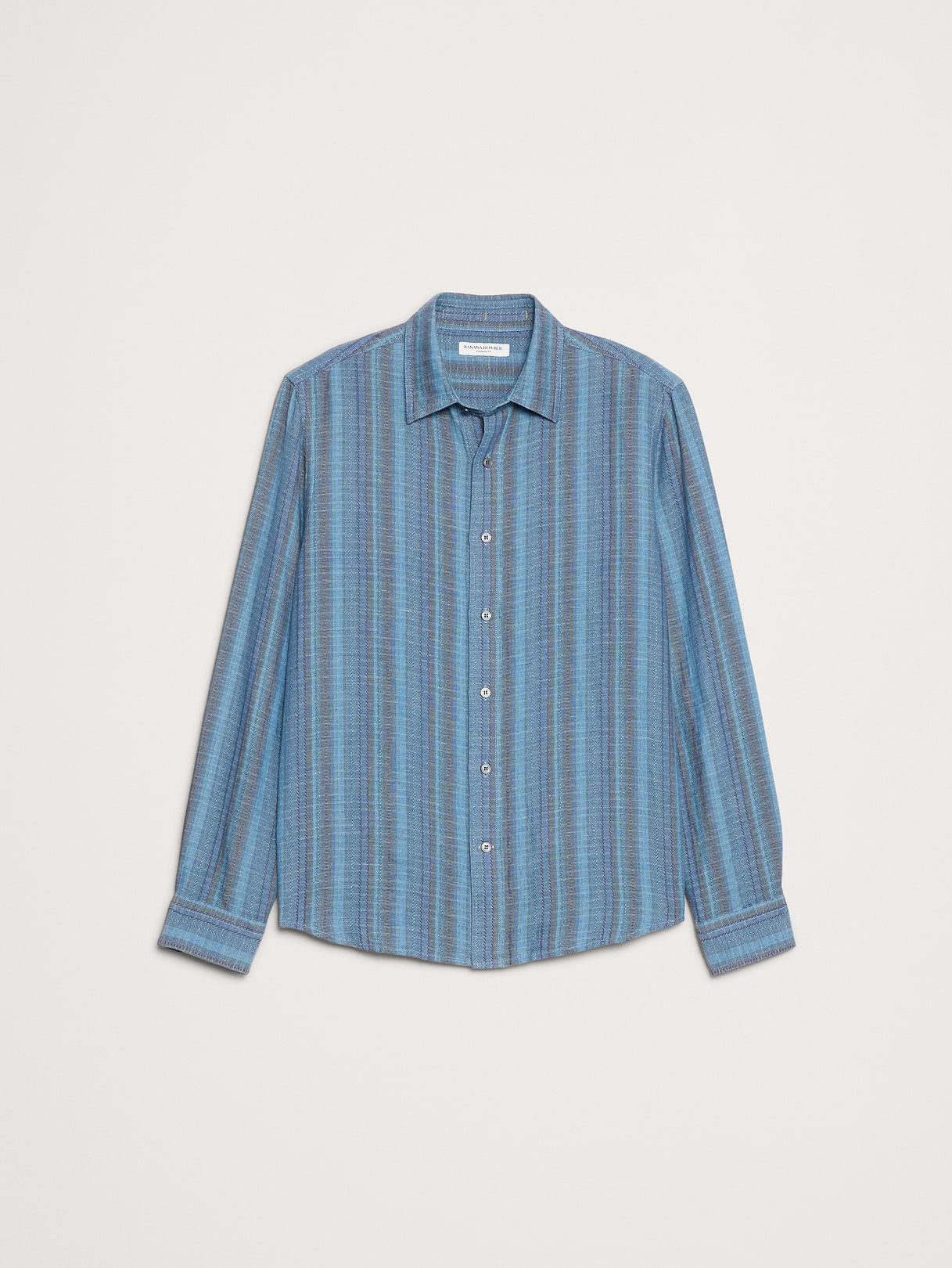 Standard-Fit Linen-Cotton Shirt - Teal