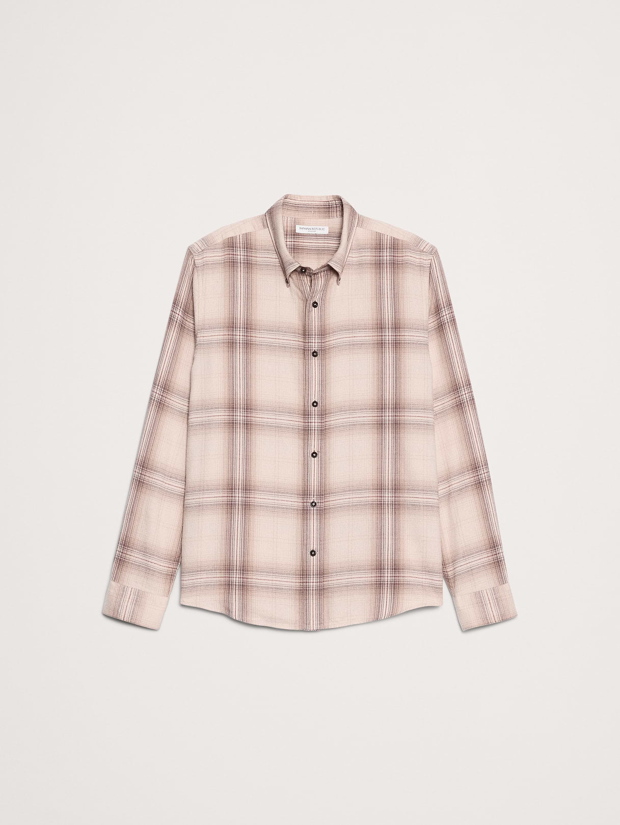 Standard-Fit Lightweight Flannel Shirt - Neutral Plaid