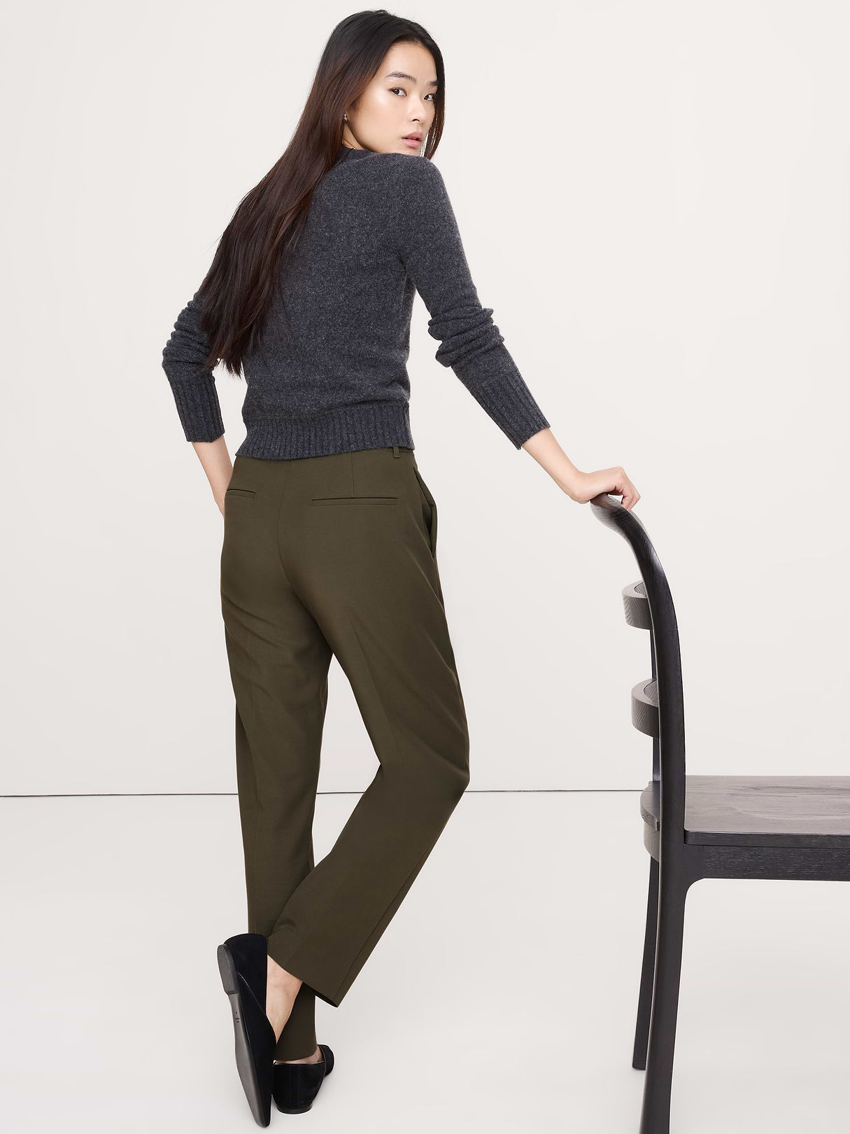 Ultra High-Rise Modern Slim City Stretch Ankle Pant - Spiced Olive Green