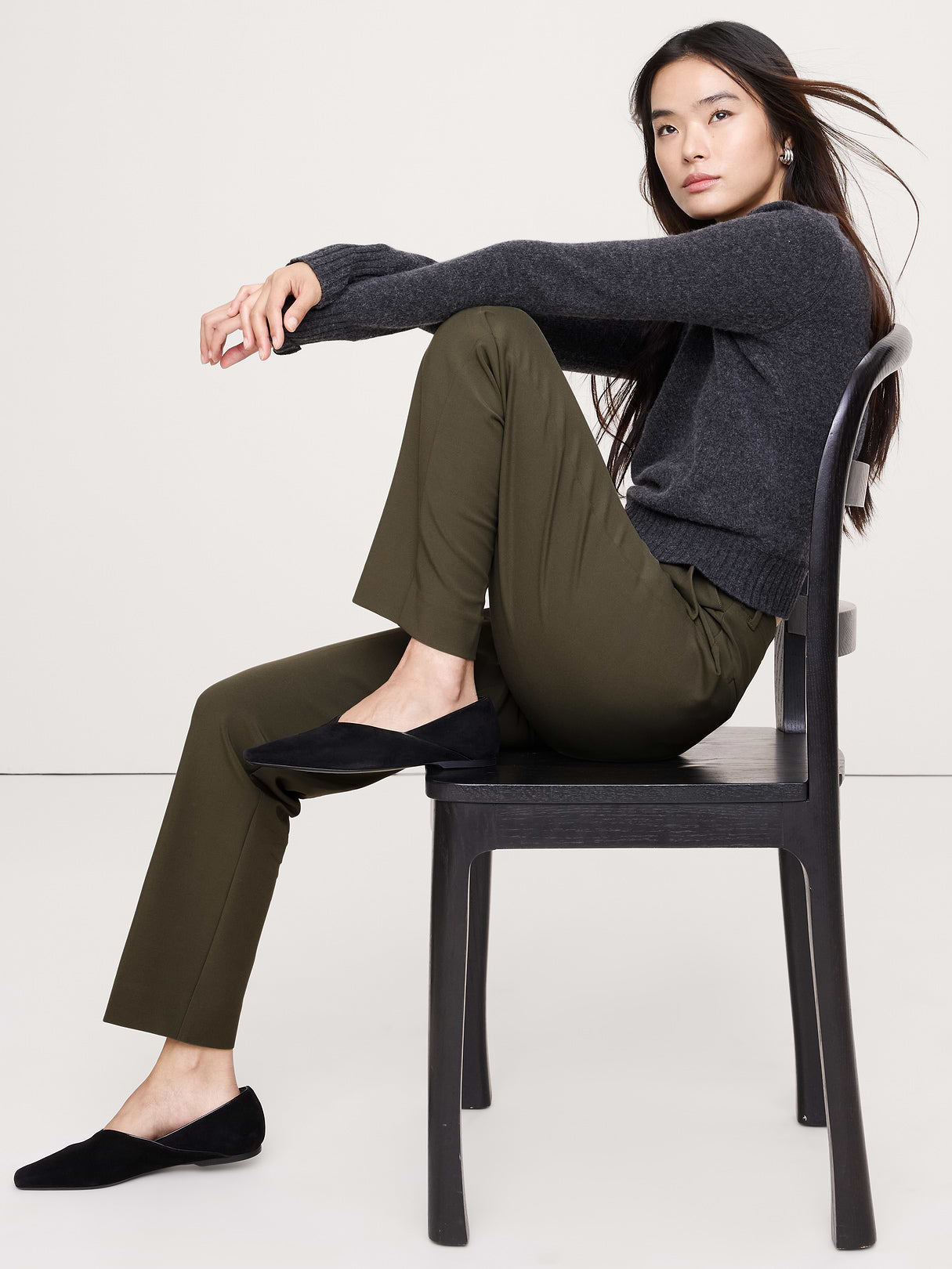 Ultra High-Rise Modern Slim City Stretch Ankle Pant - Spiced Olive Green