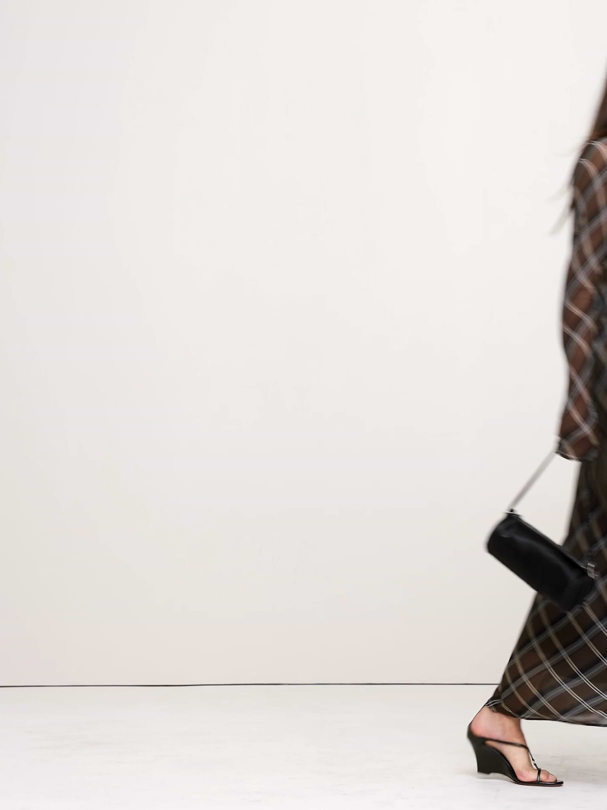 Bias-Cut Chiffon Maxi Dress - Brown Plaid