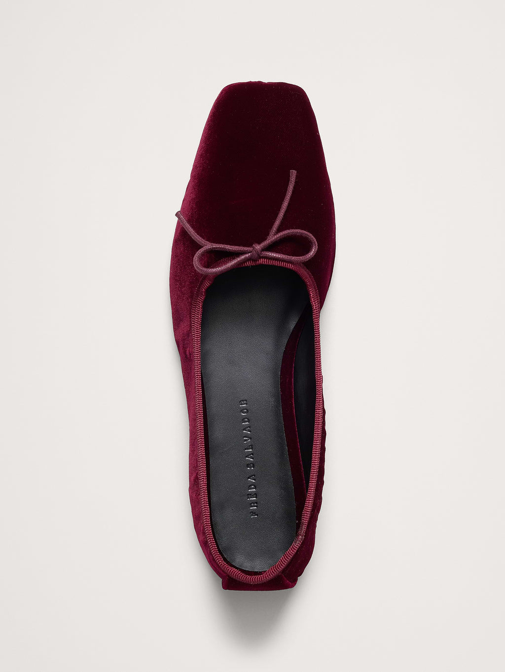 Jada Velvet Square-Toe Flat by Freda Salvador - Oxblood Red