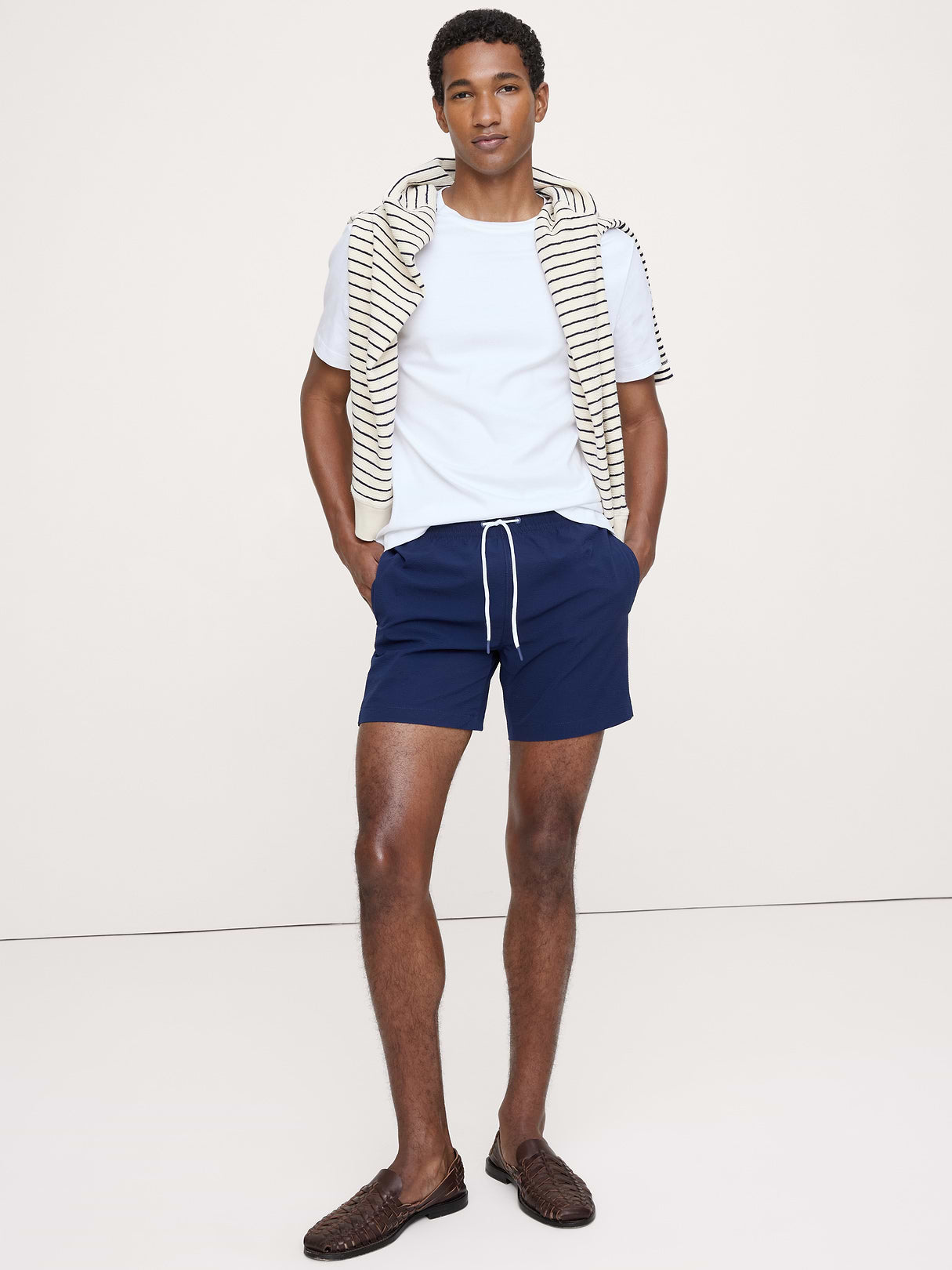 Sano 6.5" Inch Swim Short by Trunks Surf & Swim - Estate Blue Seersucker