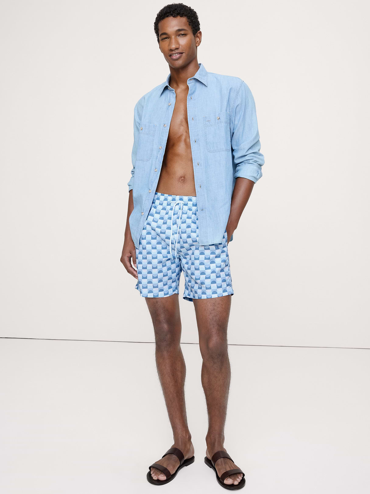 Sano 6.5" Inch Swim Short by Trunks Surf & Swim - Sky Blue Tile