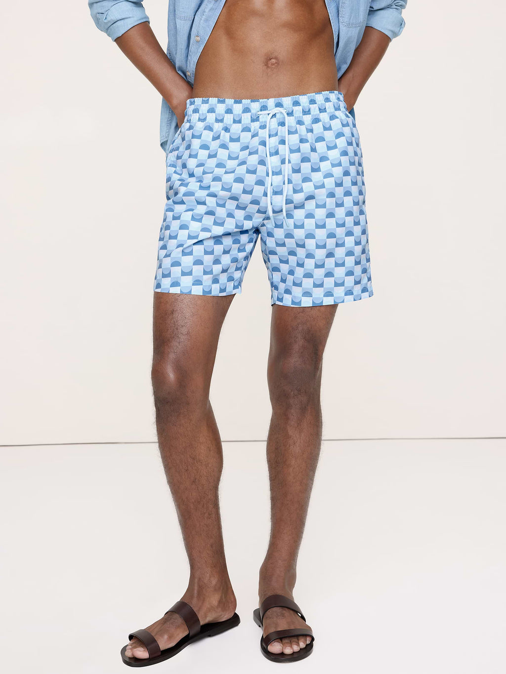 Sano 6.5" Inch Swim Short by Trunks Surf & Swim - Sky Blue Tile