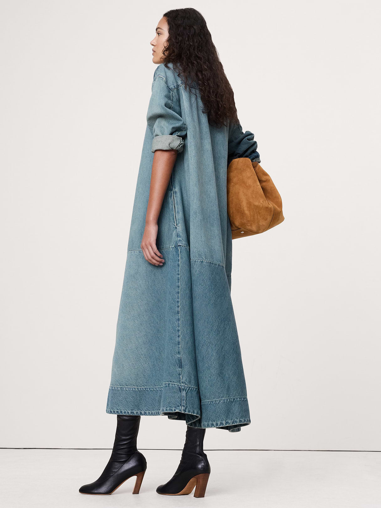 Denim Popover Shirt Dress - Vintage Blue Wash