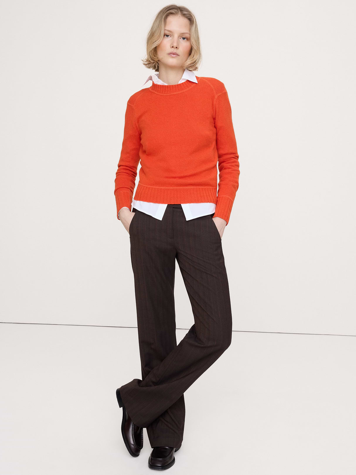 The Fireside Sweater in Merino-Cotton - Intense Orange