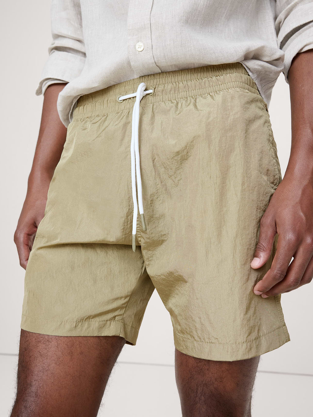 Sano 6.5" Inch Swim Short by Trunks Surf & Swim - Mosstone Crinkle Nylon