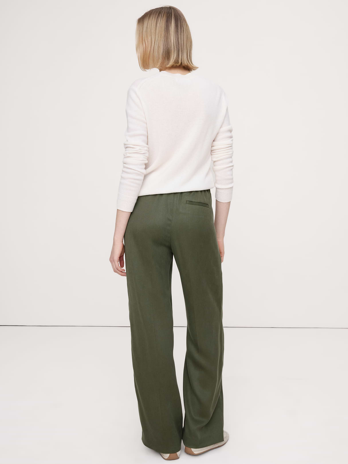 High-Rise Wide-Leg Drapey TENCEL™ Pull-On Pant - Spiced Olive Green