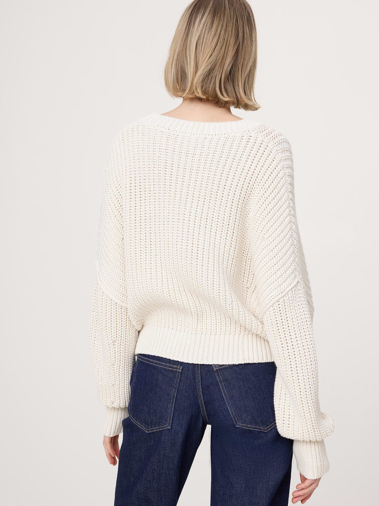 Chunky Cotton Crew-Neck Sweater - Cream White
