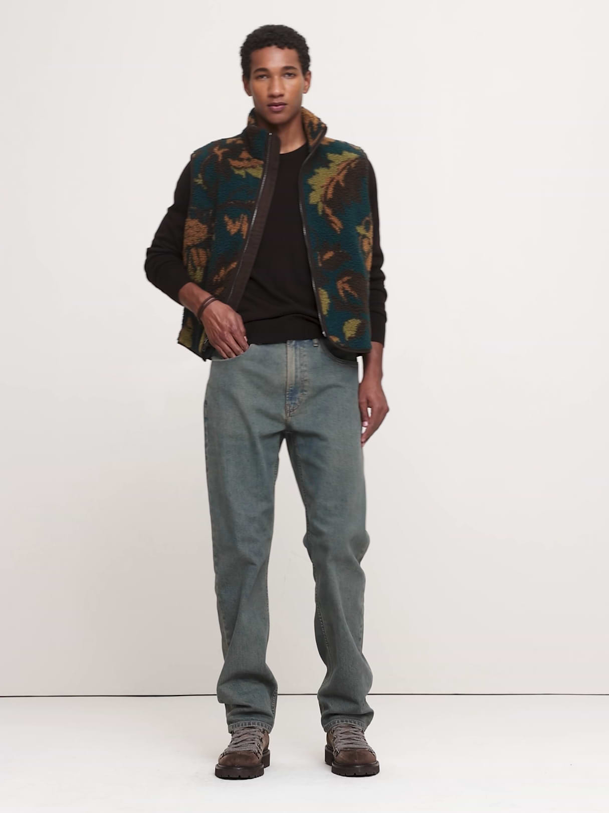 Print Sherpa Vest - Floral
