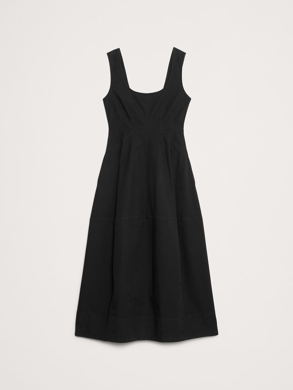 Stretch-Cotton Barrel Midi Dress - Washed Black