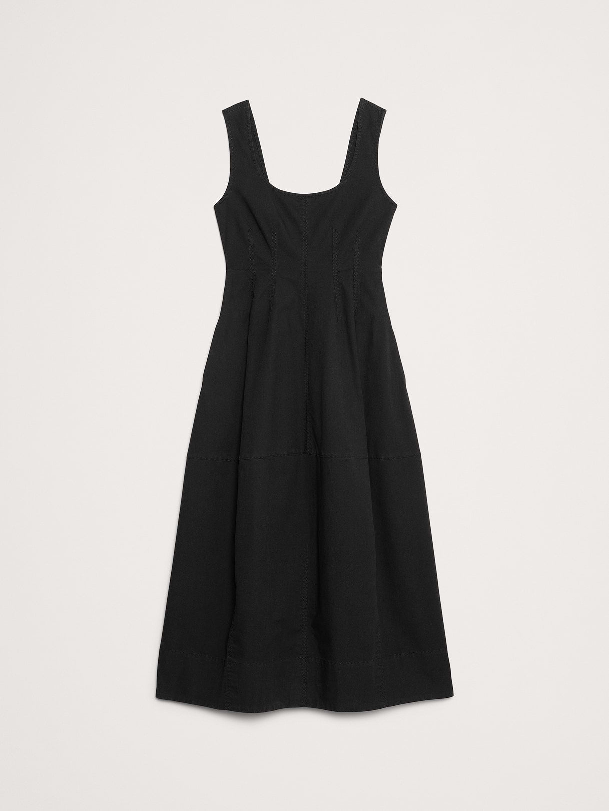 Stretch-Cotton Barrel Midi Dress - Washed Black