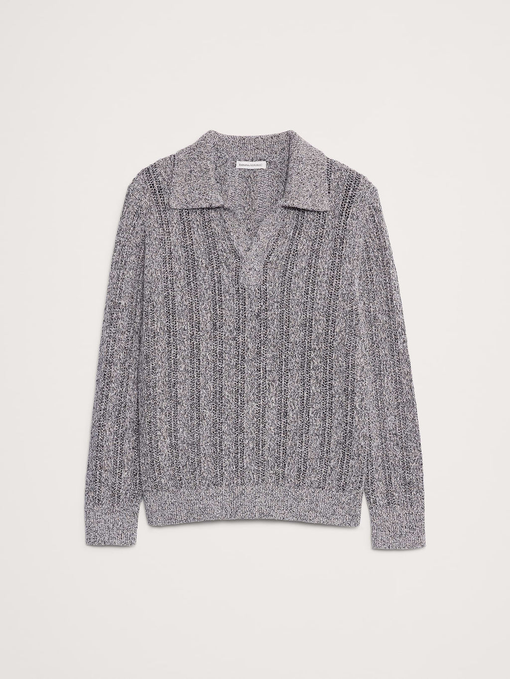 Cotton-Blend Zig-Zag Sweater Polo - Salt, Pepper, & Camel Marl