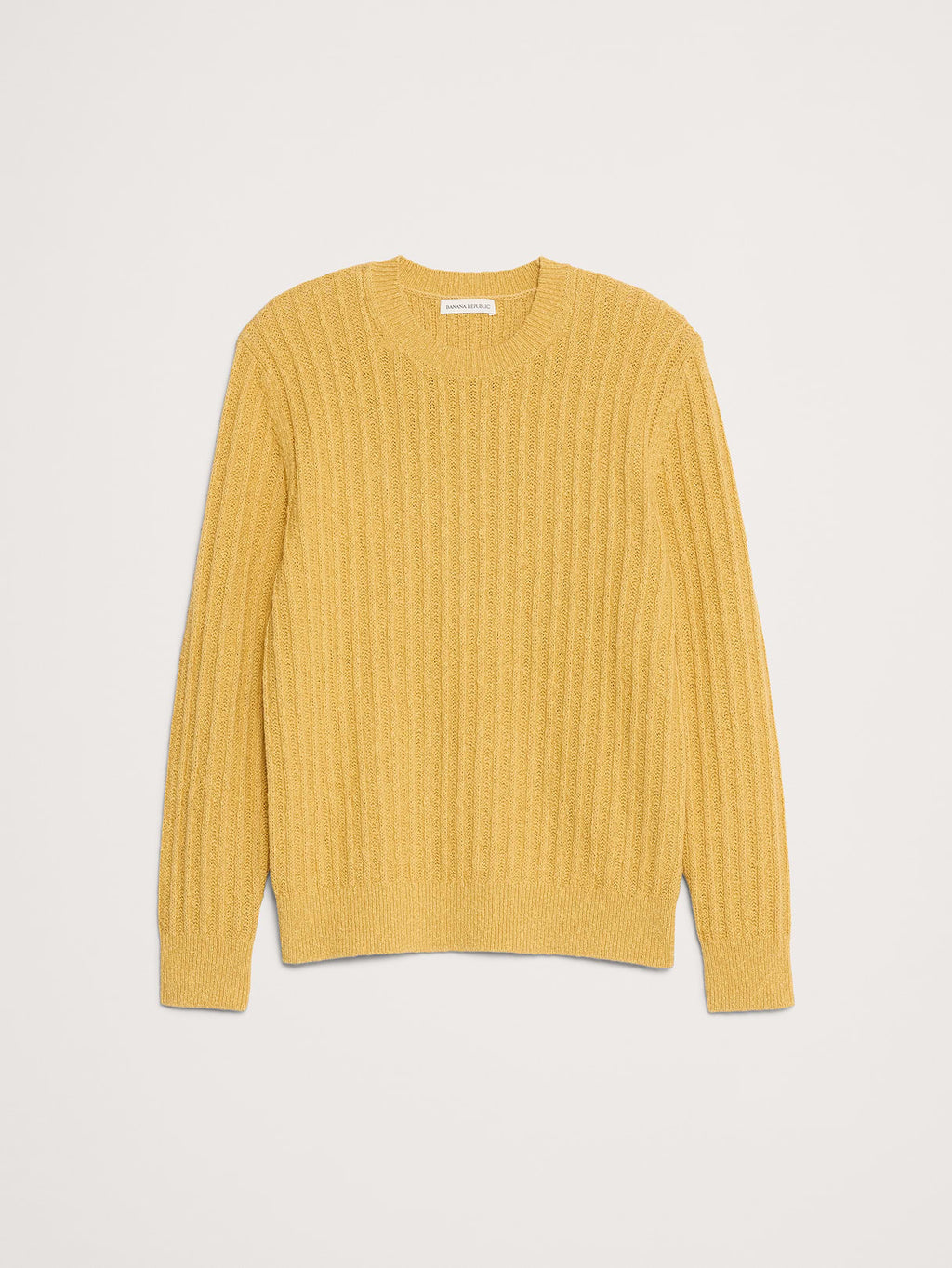 Cotton-Linen Blend Crew-Neck Sweater - Toffee Golden Yellow