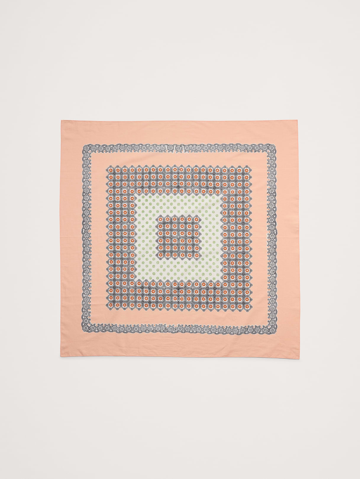 Large Cotton Square Scarf - Peach Flower
