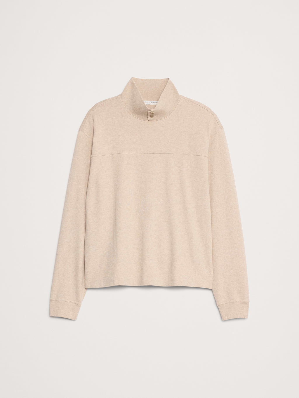 Cotton Fleece Mock Neck Sweatshirt - Heather Oatmeal