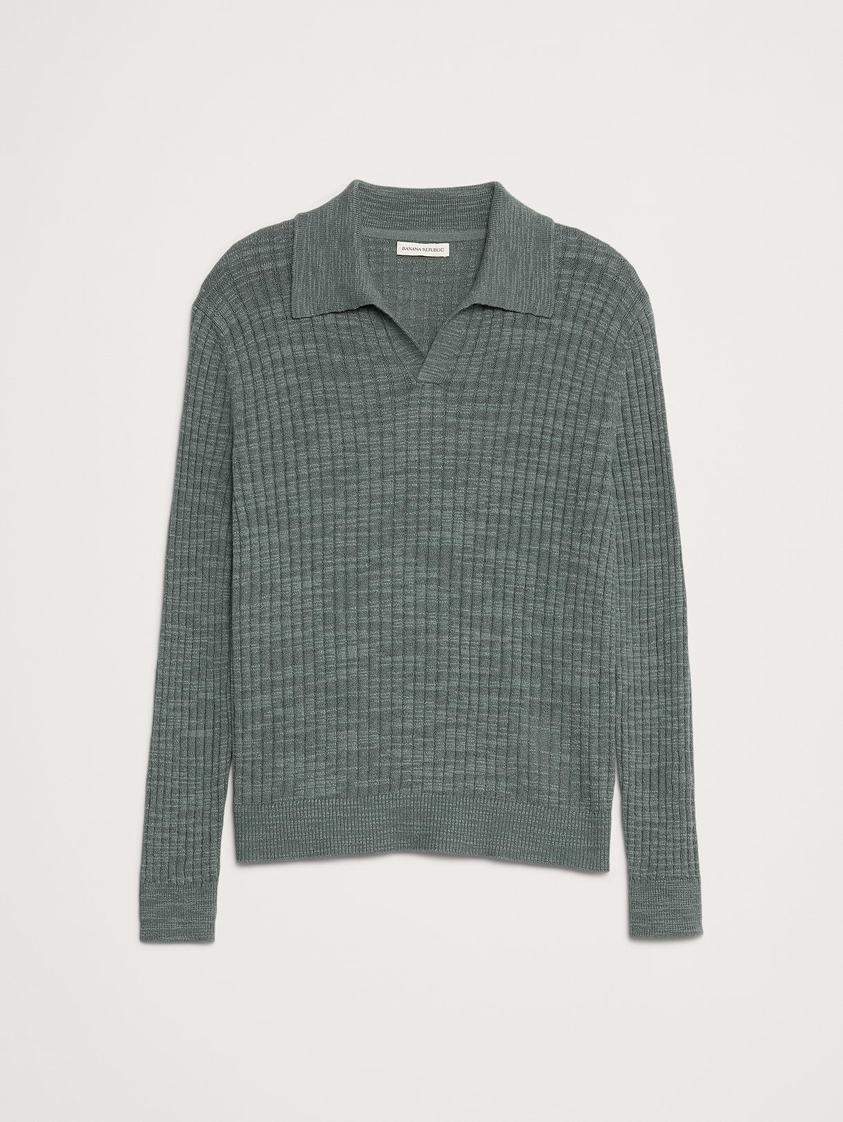 Linen-Cotton Slub Sweater Polo - The Blues