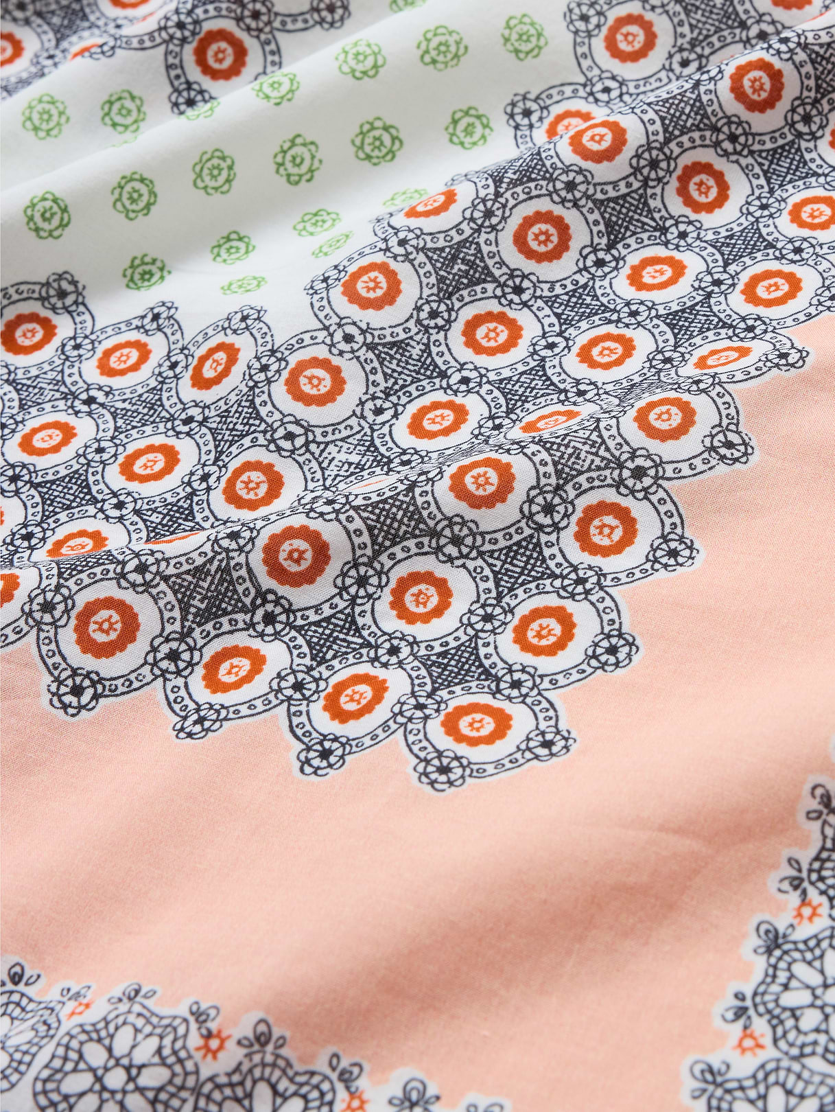 Large Cotton Square Scarf - Peach Flower