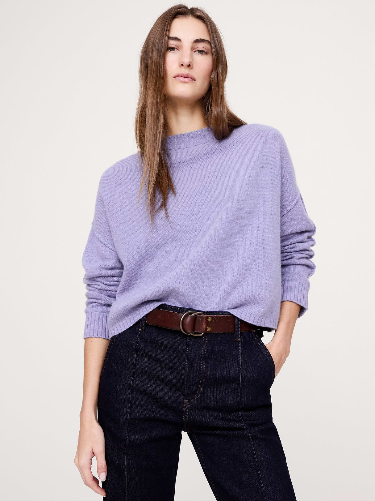 Merino-Cotton Cropped Sweater - Vapor Blue