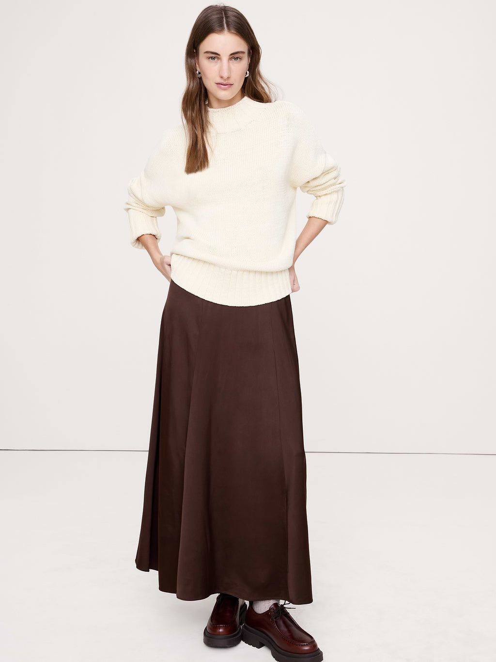 Chunky Cotton Tunic Sweater - Mother of Pearl Cream