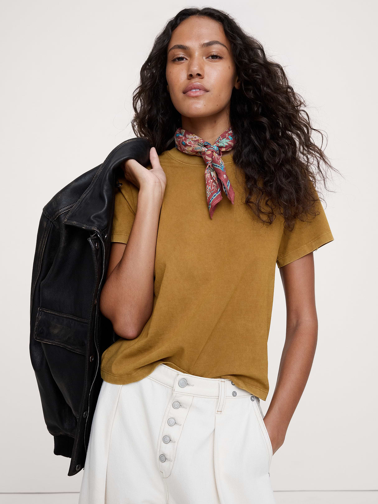 Vintage Cotton Crew-Neck T-Shirt - Bronze Brown