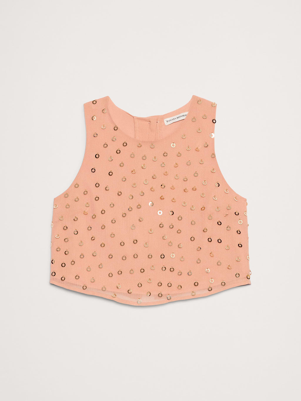 Embellished Chiffon Open-Back Tank - Pink with Embroidery