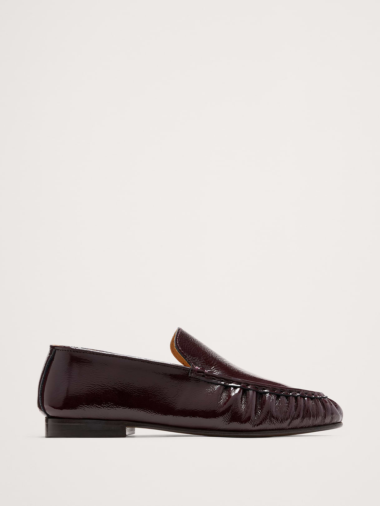 Leather Moc-Toe Loafer - Bordeaux Red