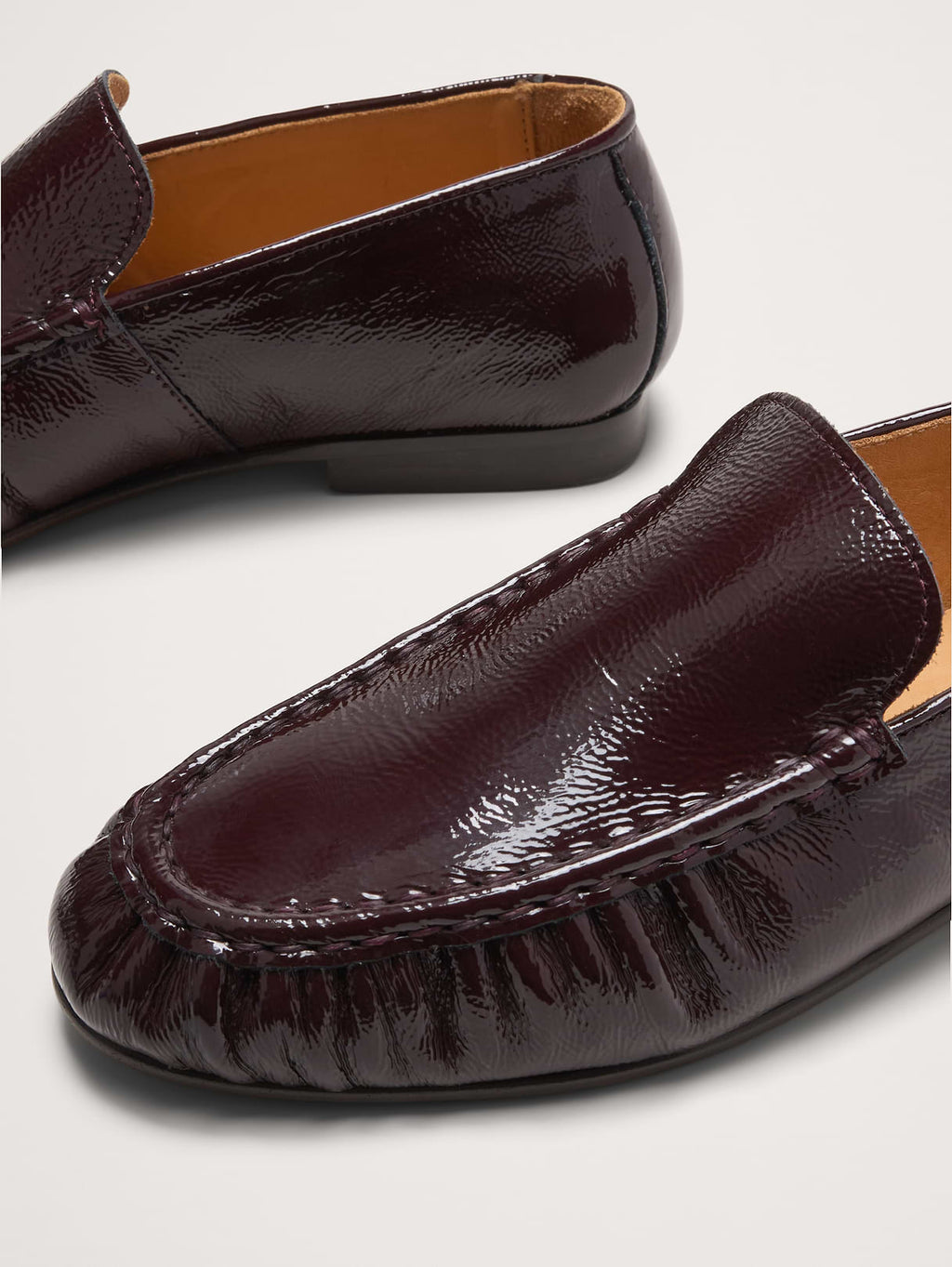 Leather Moc-Toe Loafer - Bordeaux Red