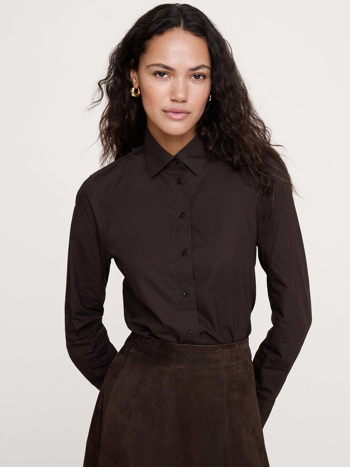 The Everyday Shirt in Cotton Poplin - Ganache Brown