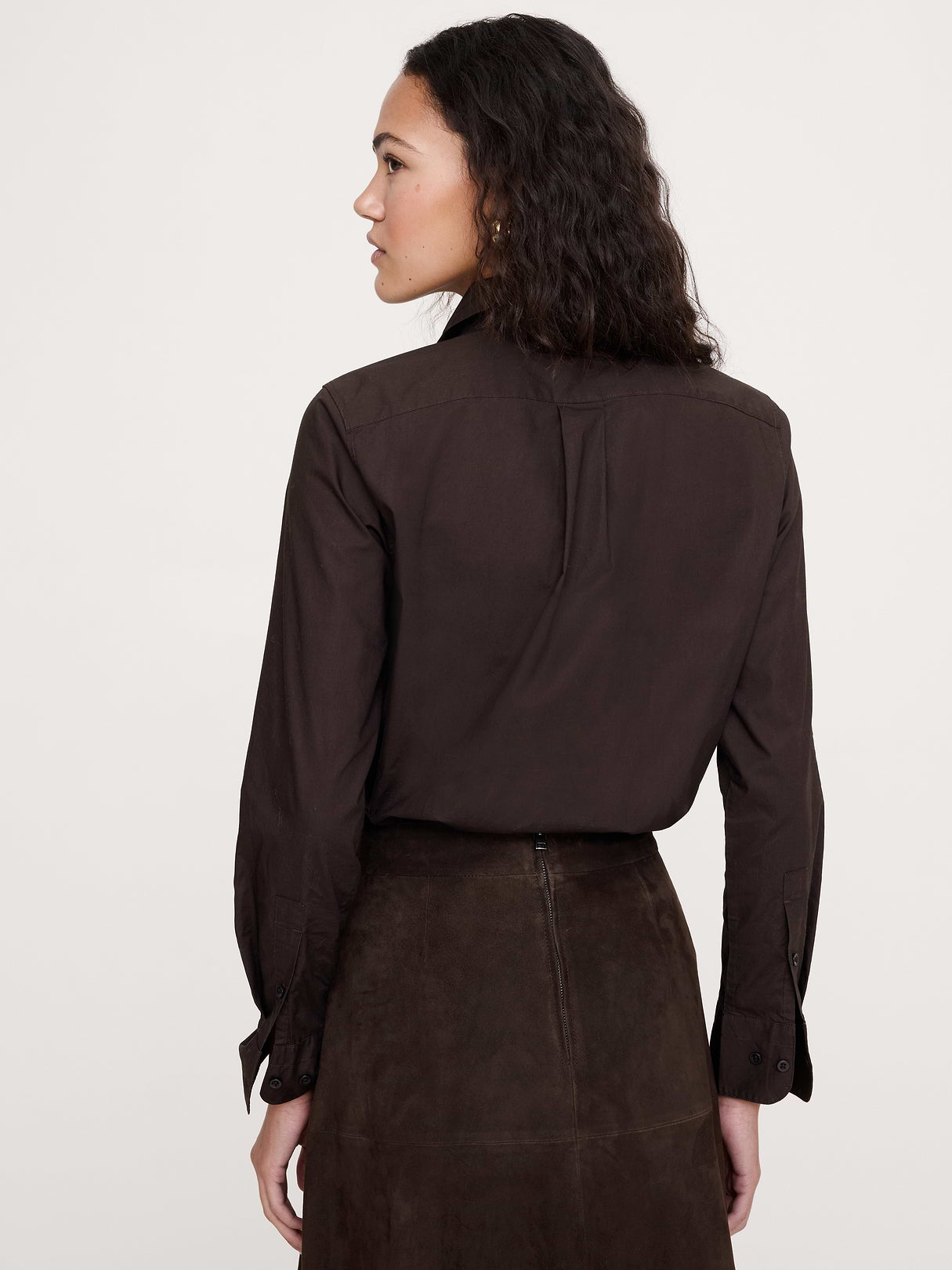 The Everyday Shirt in Cotton Poplin - Ganache Brown