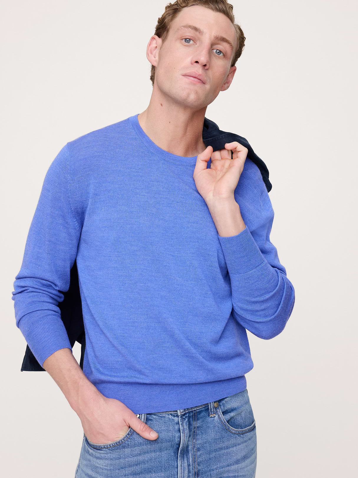 Merino Crew-Neck Sweater - Bright Blue