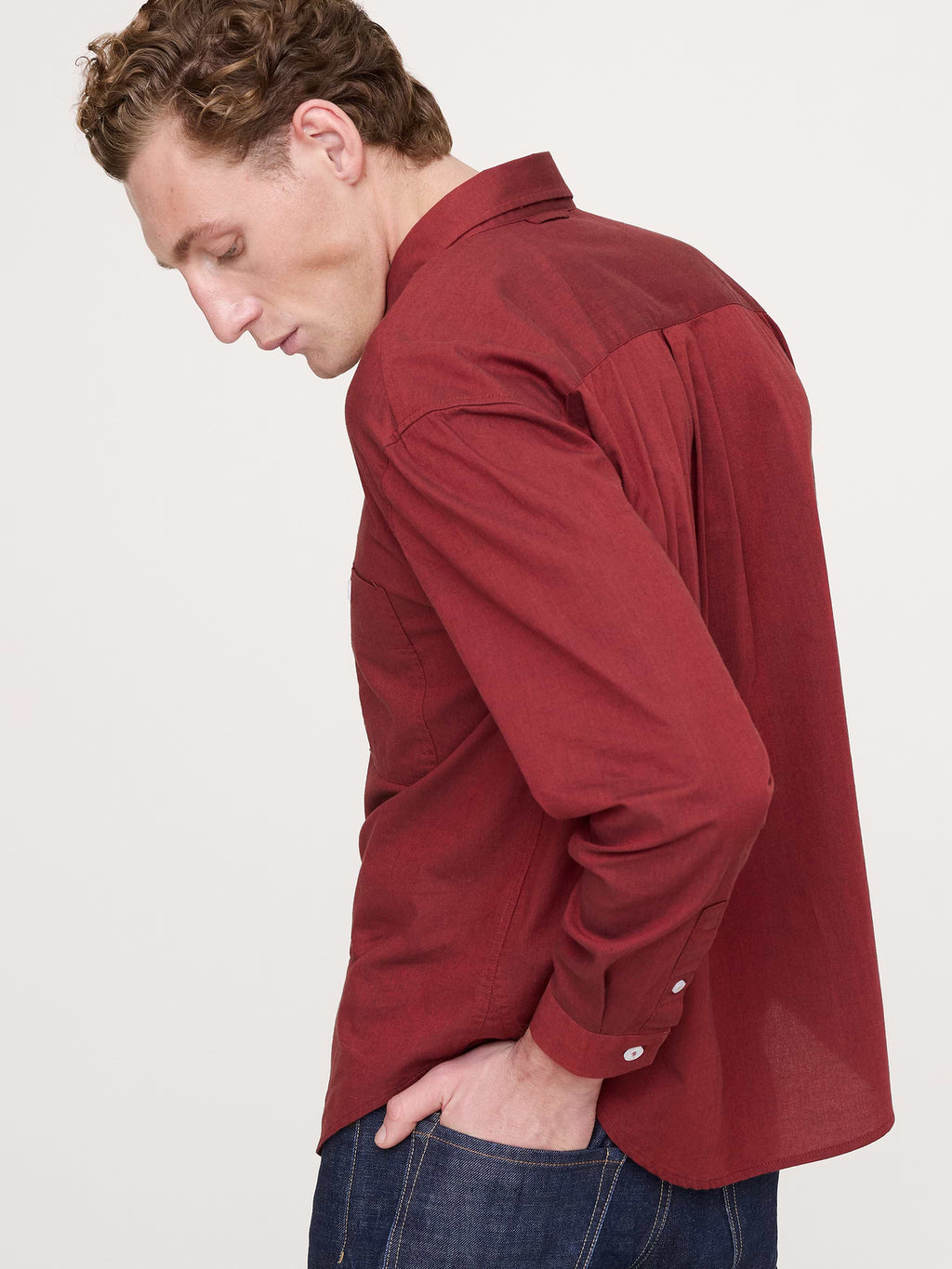 Relaxed-Fit Washed Cotton Poplin Shirt - Red