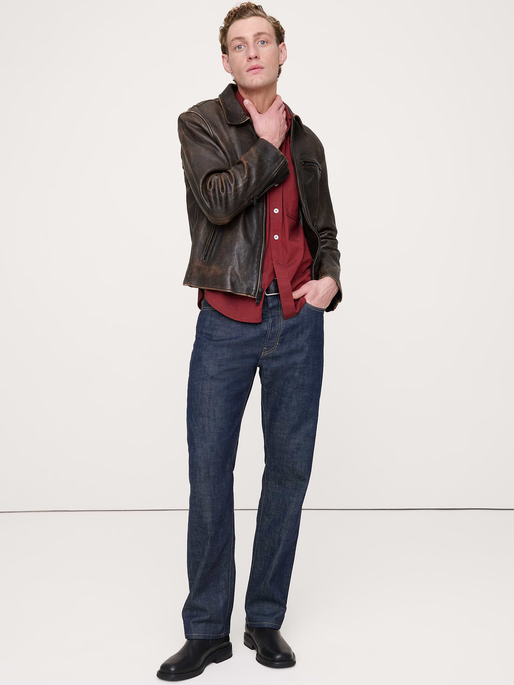 Relaxed-Fit Washed Cotton Poplin Shirt - Red