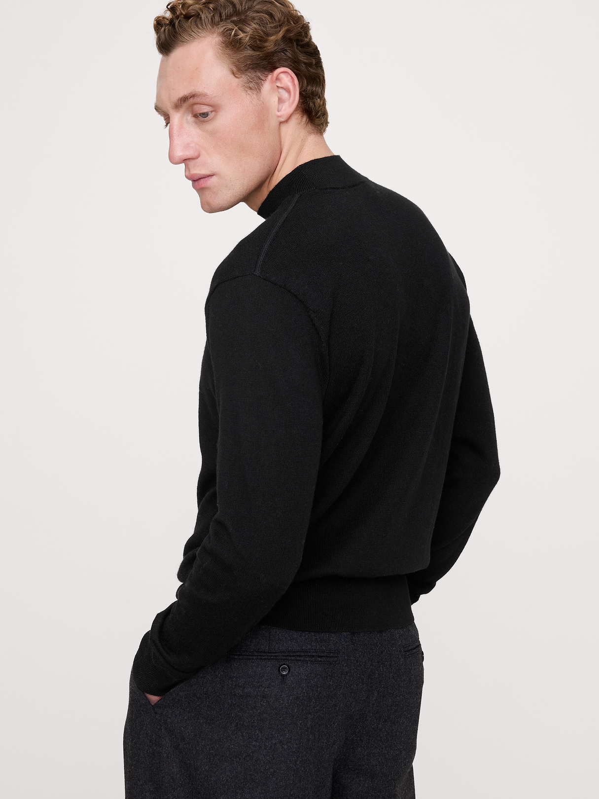 Merino Mock-Neck Sweater - Black