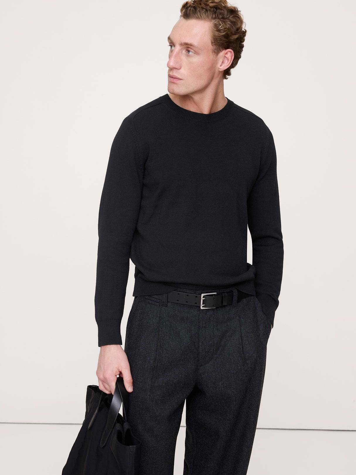Cotton Crew-Neck Sweater - Black
