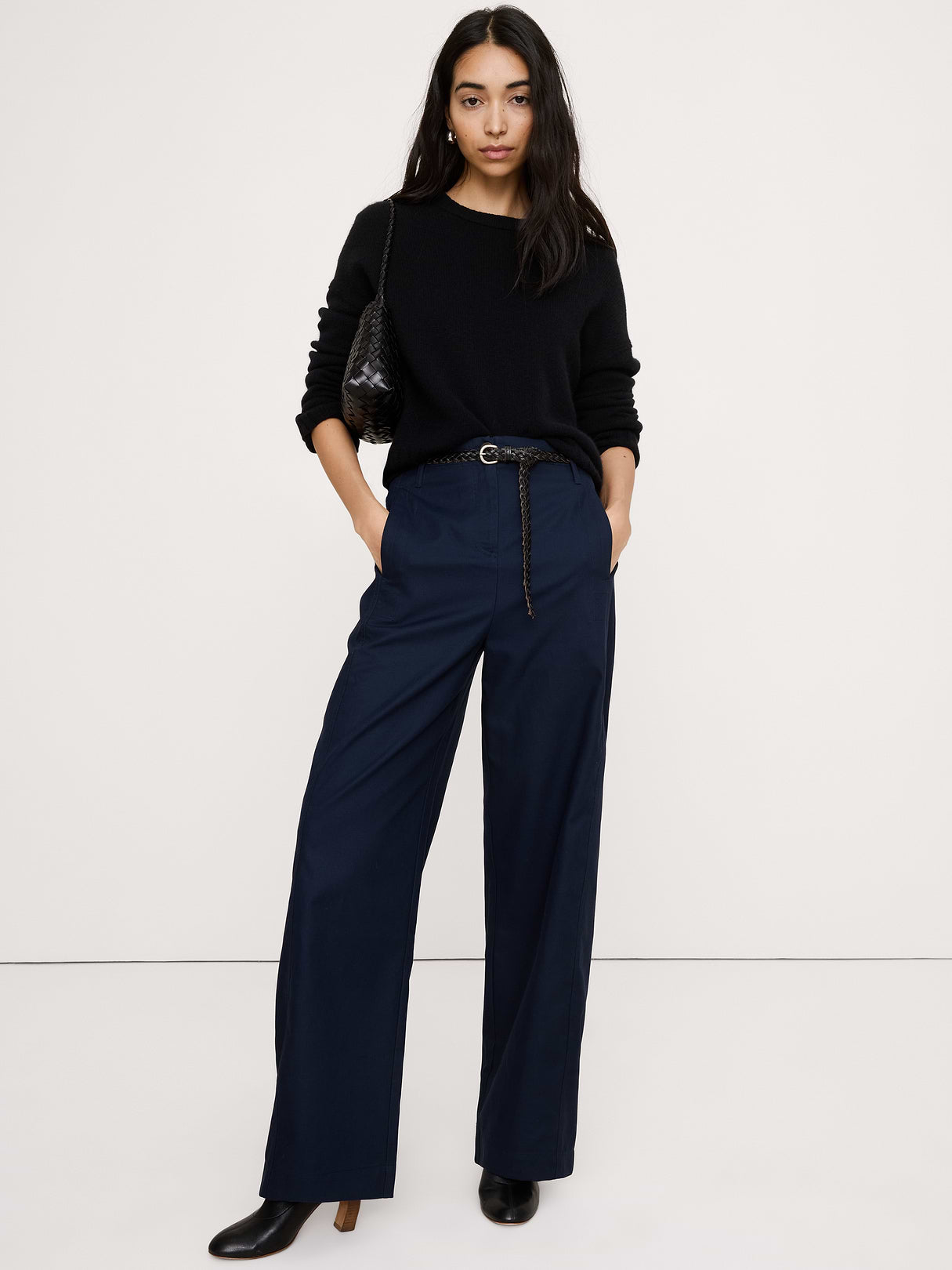 Ultra-High Rise Barrel Soft Chino - Navy Blue