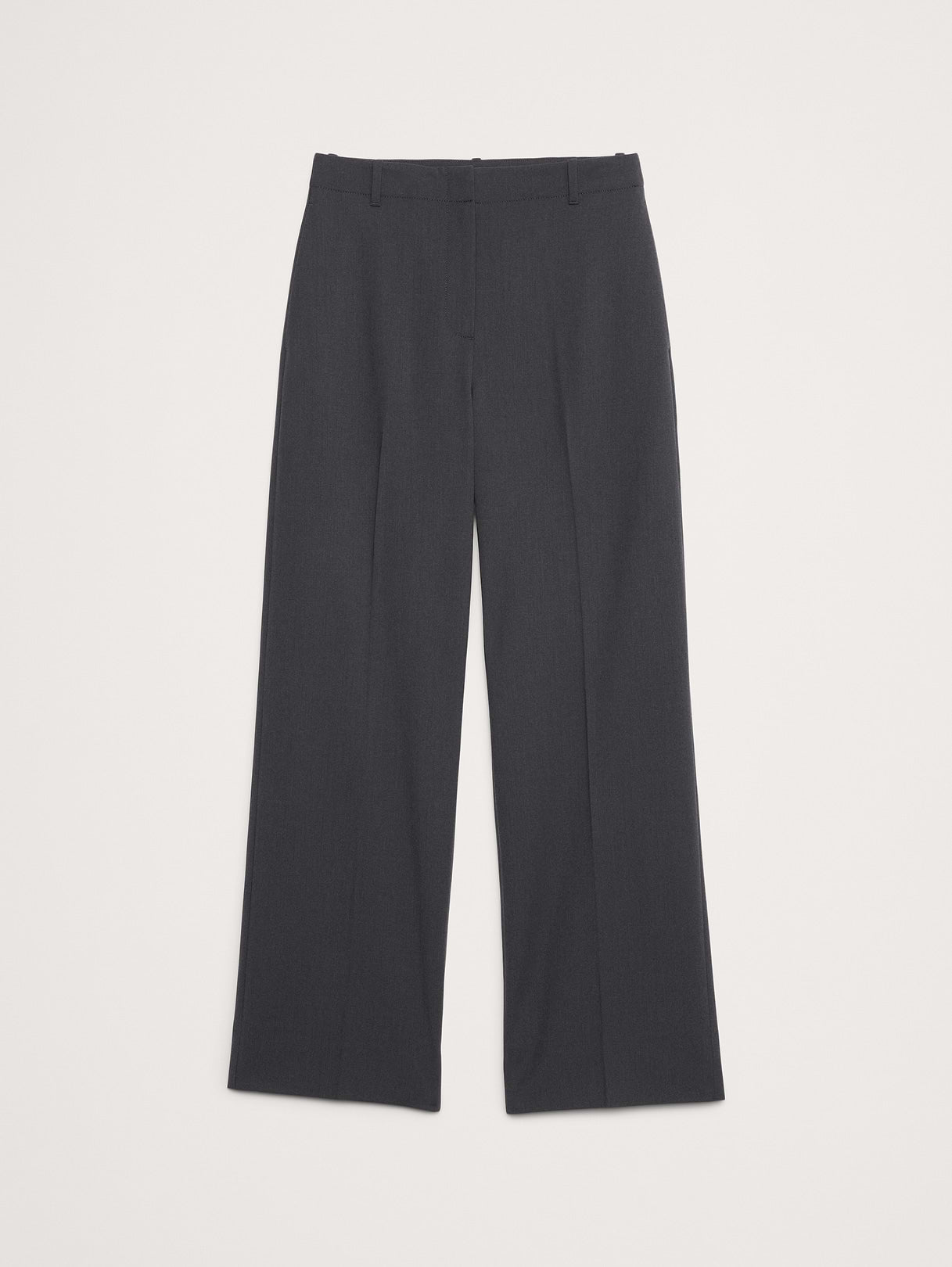 Ultra High-Rise Modern Straight Italian Lightweight Wool Pant - Charcoal Gray