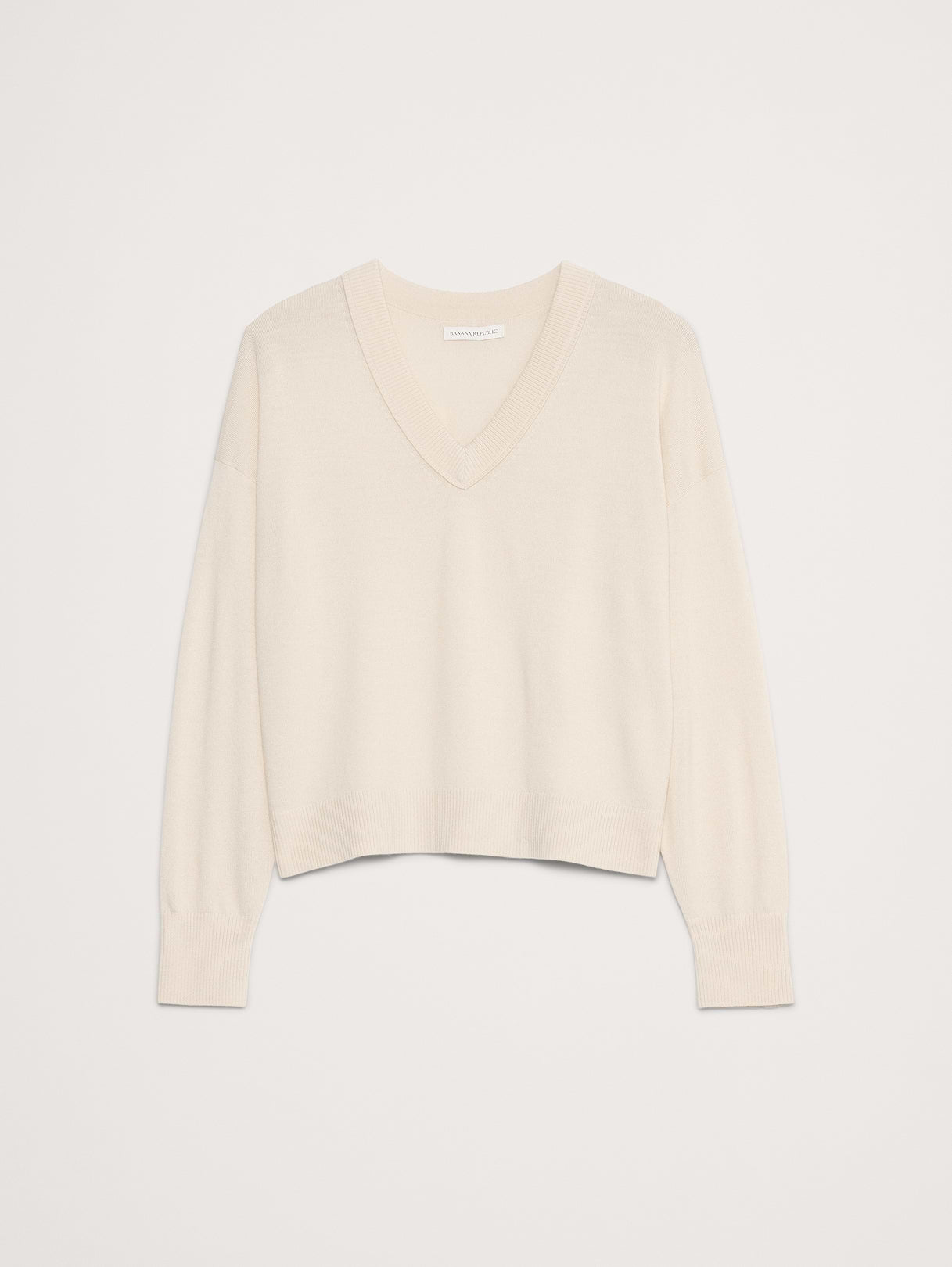 Merino V-Neck Sweater - Almond Milk Beige