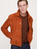 Suede Trucker Jacket - Rust Brown